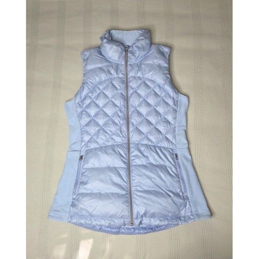Lululemon Women's Down Filled Vest Size 10 Light Blue Full Zip